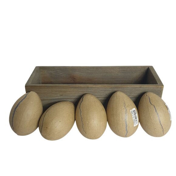 Vintage Butterfly Brand Golden Wax Stringless Beans 13" Box Brown Mache Eggs - Picture 3 of 3